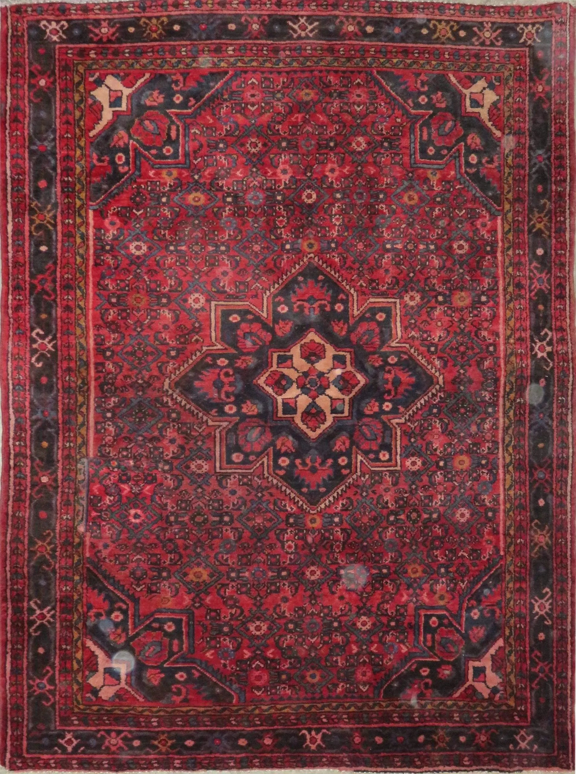 One Of The Kind Hand-Knotted Persian Wool Rug _ Luxurious Vintage Design, 6'8" x 4'10", Artisan Crafted